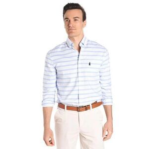 Johnnie-O Striped Supra Long Sleeve Casual Button Down Woven Shirt XL White Blue